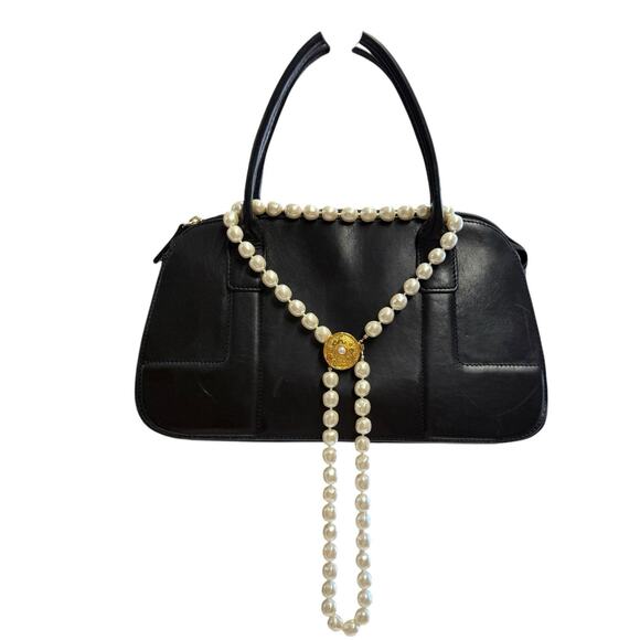 Vintage Y2K Etienne Aigner Black‎ Leather 2 Handle Shoulder Bag Crossbody Strap - Picture 13 of 13